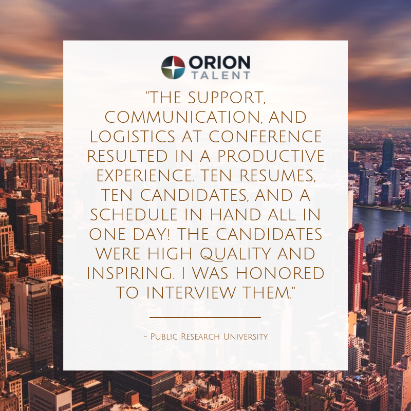Testimonial about Orion's hiring events