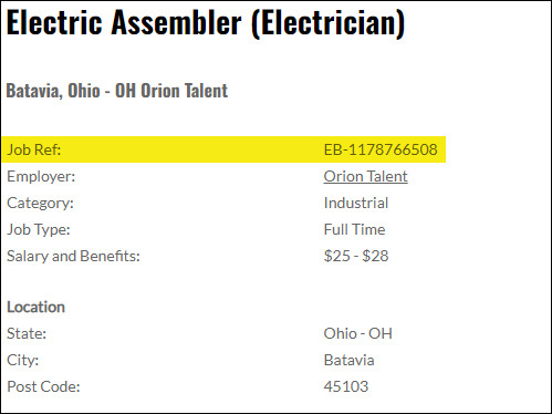 Job Reference Example